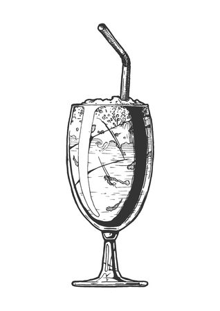 Vector hand drawn illustration of milkshake in vintage engraved style. Isolated on white background.のイラスト素材