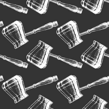 Seamless pattern with cezve in vintage engraved style on white background.のイラスト素材