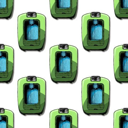 Seamless pattern with coffee machines. Single-cup maker, drip coffeemaker, percolator and espresso machine.のイラスト素材