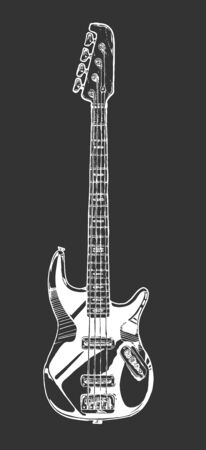 Vector hand drawn illustration of bass guitar. electric guitarのイラスト素材