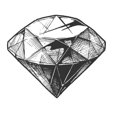 Vector hand drawn illustration of diamond in vintage engraved style. Isolated on white background.のイラスト素材