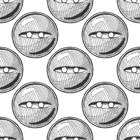 Seamless pattern with  different sewing button. Vector illustration in vintage engraved style.のイラスト素材