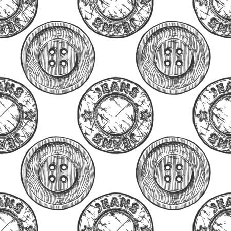 Seamless pattern with  different sewing button. Vector illustration in vintage engraved style.のイラスト素材