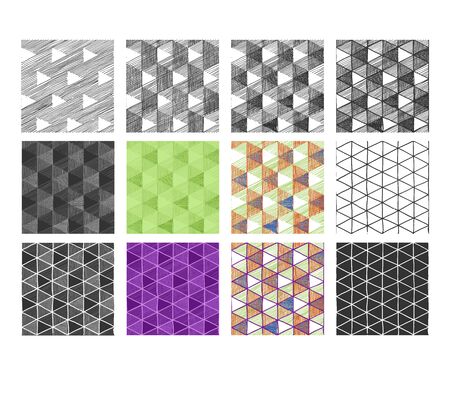 Seamless pattern set with Necker cube optical illusion.のイラスト素材