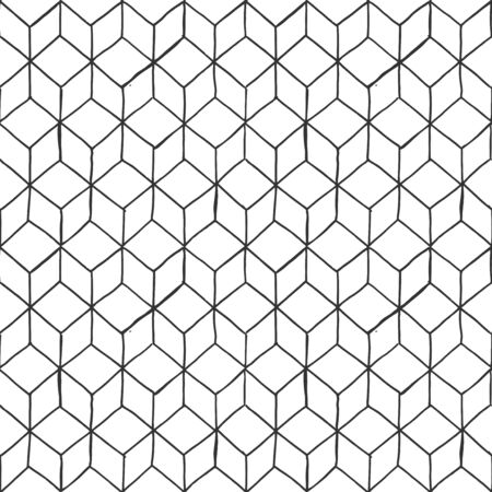 Vector hand drawn illustration of rhombille tiling. Seamless pattern.のイラスト素材