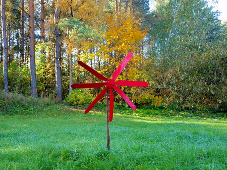 Propeller in the middle of a forest glade.の写真素材