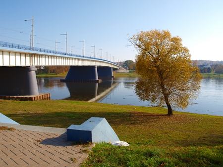 landscape Bridge for transport, across the nemunas riverの写真素材