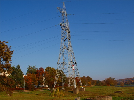 High voltage post or High voltage towerの写真素材