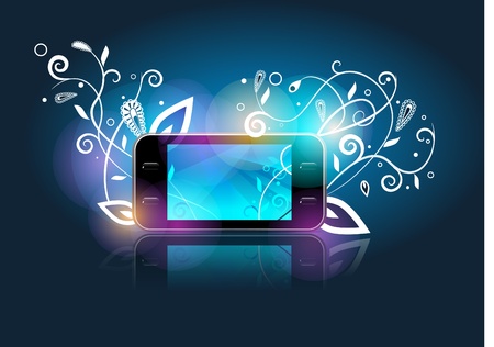 vector mobile with abstract floral patternのイラスト素材