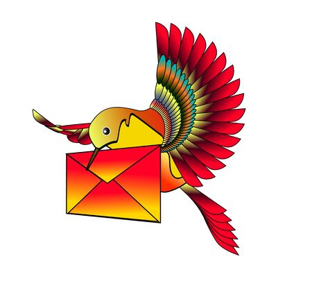 hummingbird with letter.  Vector illustrationのイラスト素材