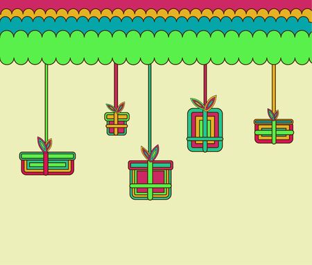 bright vector presents on a ribbon. のイラスト素材