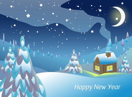 landscape with house in winter. Vector illustrationのイラスト素材