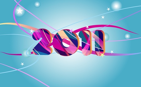 New year card with colorful year number