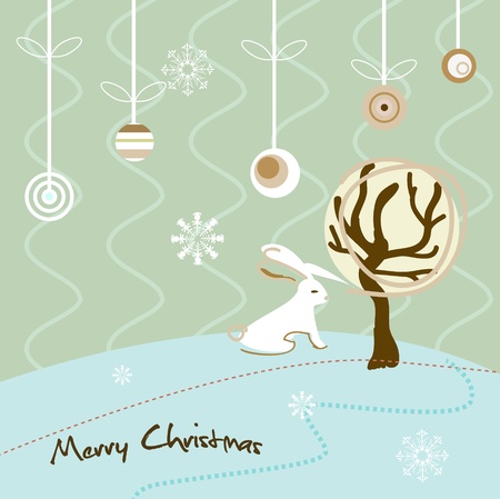 Christmas vector card with abstract firのイラスト素材