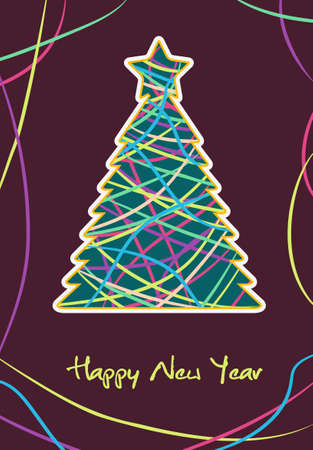 Christmas tree with stripe. Vector illlustrationのイラスト素材