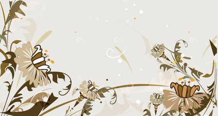 Gray illustration with flowersのイラスト素材