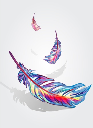 Beautiful bright vector falling feathersのイラスト素材