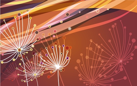 Brown background with dandelionsのイラスト素材