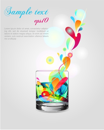 illustration with glass and bright splashのイラスト素材