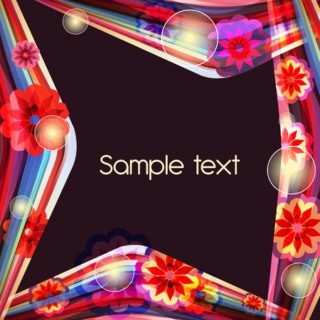 Dark abstract vector background with multicolor flowersのイラスト素材