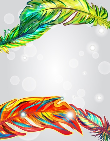 Bright vector background with multicolor feathersのイラスト素材