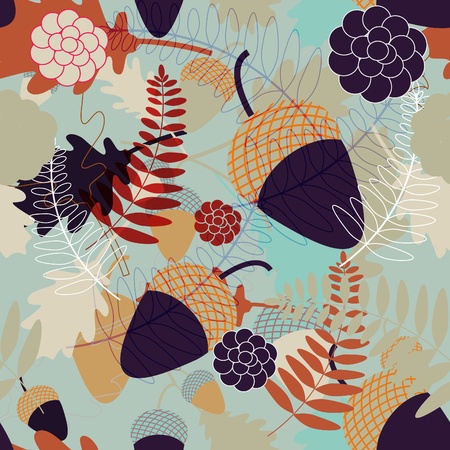 Abstrct seamless texture with oak leafs and acornsのイラスト素材