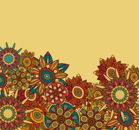 Abstract dark background with multicolor floral patternのイラスト素材