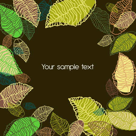 Abstract brown background with green leafsのイラスト素材