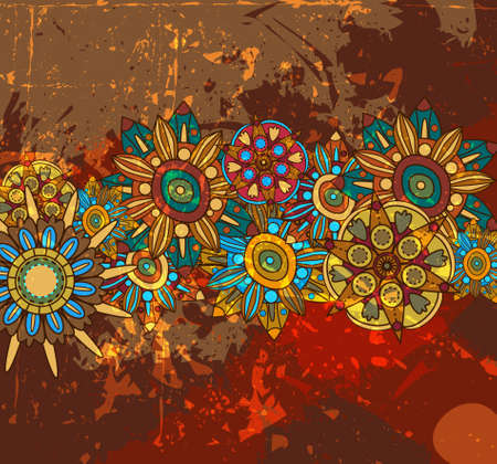 Abstract seamless  vector texture with bright flowersのイラスト素材