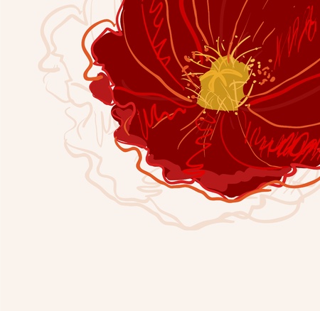 Abstract elegance vector background with red flowerのイラスト素材