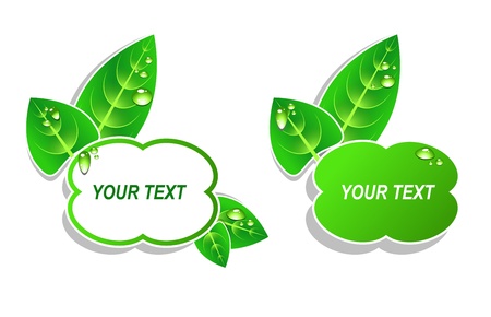 Abstract green banners with green leavesのイラスト素材