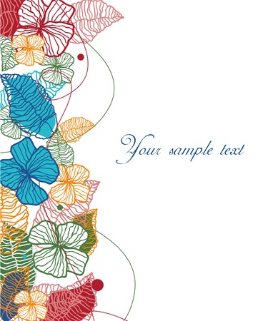 Drawing vector background with bright flowersのイラスト素材