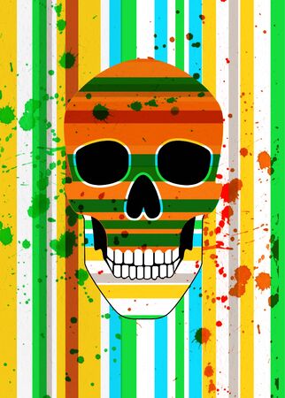 Bright scull with bright blue stripes の写真素材