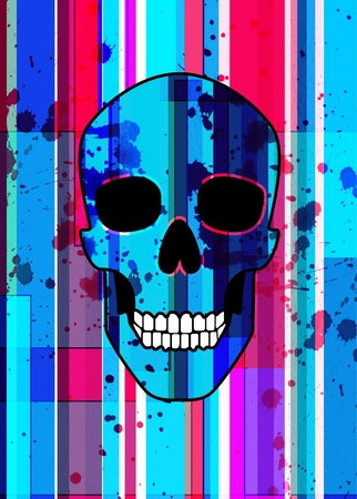 Bright scull with bright blue stripes の写真素材