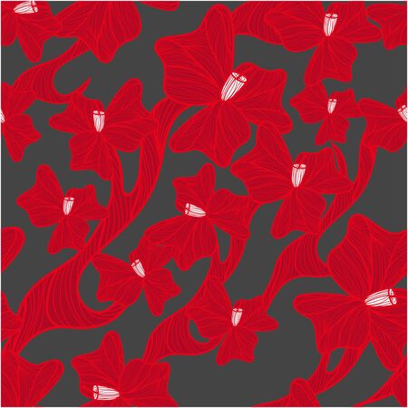 Seamless floral pattern with red flowersのイラスト素材