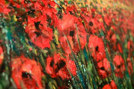 abstract acrylic painting red poppies. Backgroundの写真素材