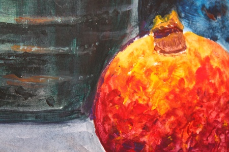 Watercolor still life with pomegranateの写真素材