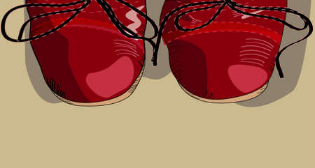 illustration with drawing red shoesのイラスト素材