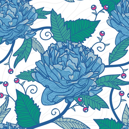 Seamless vector retro texture with drawing flowersのイラスト素材