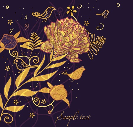 Vector floral background with bright drawing flowersのイラスト素材