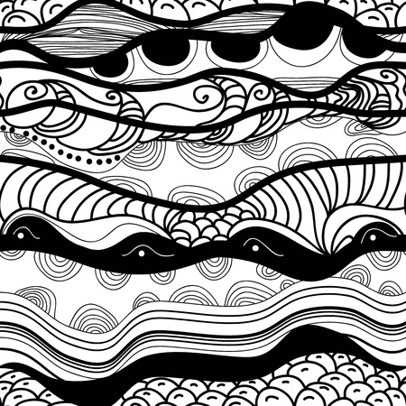 Seamless vector texture with drawing original wavesのイラスト素材