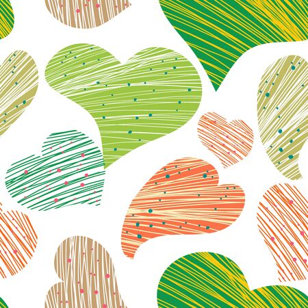 Seamless vector pattern with drawing hearts