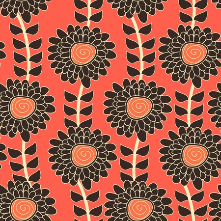 Seamless vector texture with drawing flowersのイラスト素材