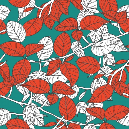 Seamless texture with drawing leafsのイラスト素材
