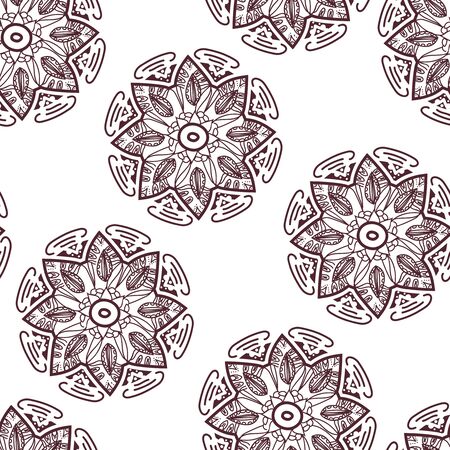 Seamless vector texture with abstract tribal rounded patternのイラスト素材