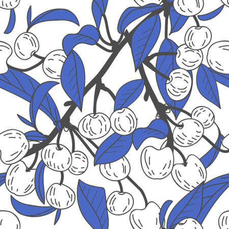 Seamless texture with cherries branchのイラスト素材