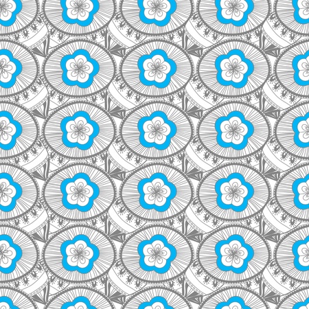 Seamless texture with drawing tribal flowersのイラスト素材