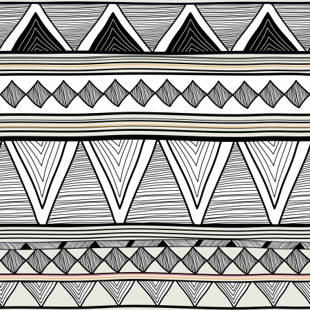 Seamless background with drawing tribal patternのイラスト素材
