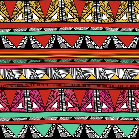 Seamless background with drawing tribal patternのイラスト素材