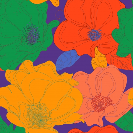 Seamless background with drawing flowersのイラスト素材